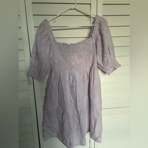 NWT Hill House Home Athena Midi Sleeve Nap Dress in Lilac Stripe Linen